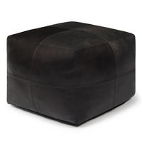 POUF 50/50/45 cm Echtleder Schwarz - Schwarz, Leder (50/45/50cm) - Furnhouse