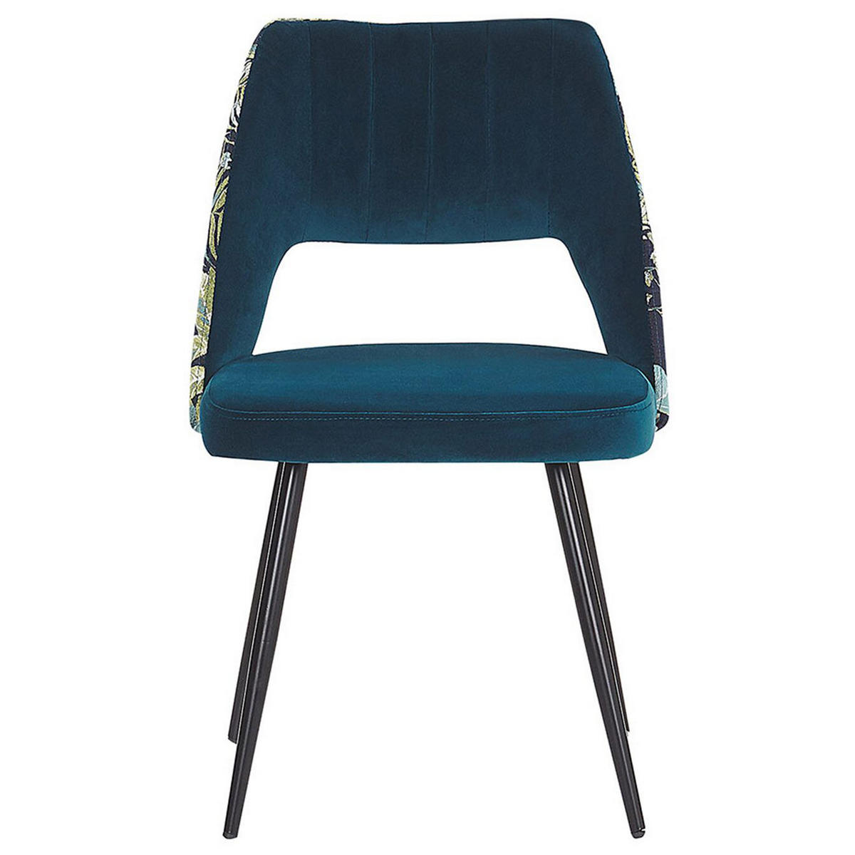 ESSZIMMERSTUHL 2er-Set Samtstoff Blau Ansley - Blau, Textil/Metall (50/79/43cm) - Beliani