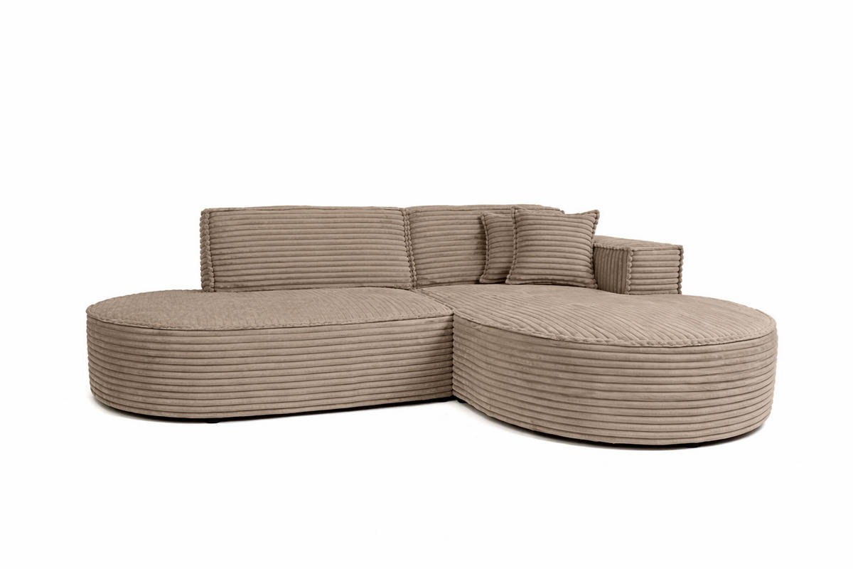 ECKSOFA L-Form, Cordstoff Velo, Beige, Rechts, Modena Studio - Beige, Holz (236/165cm) - Kaiser Möbel