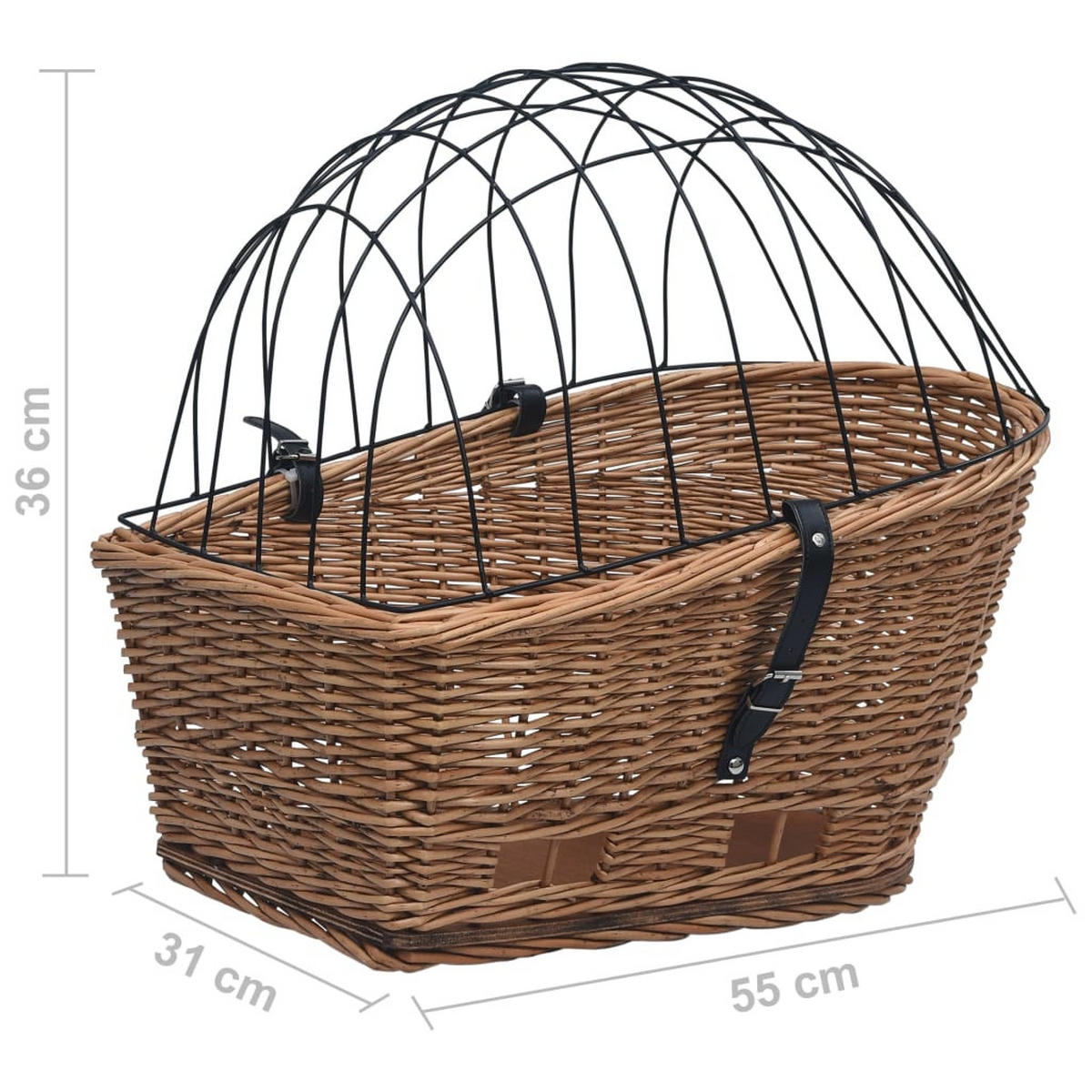 FAHRRADKORB Gepäckträger Mit Deckel 55/31/36 Cm Natur Weide - Braun, Naturmaterialen (31/26/55cm) - vidaXL