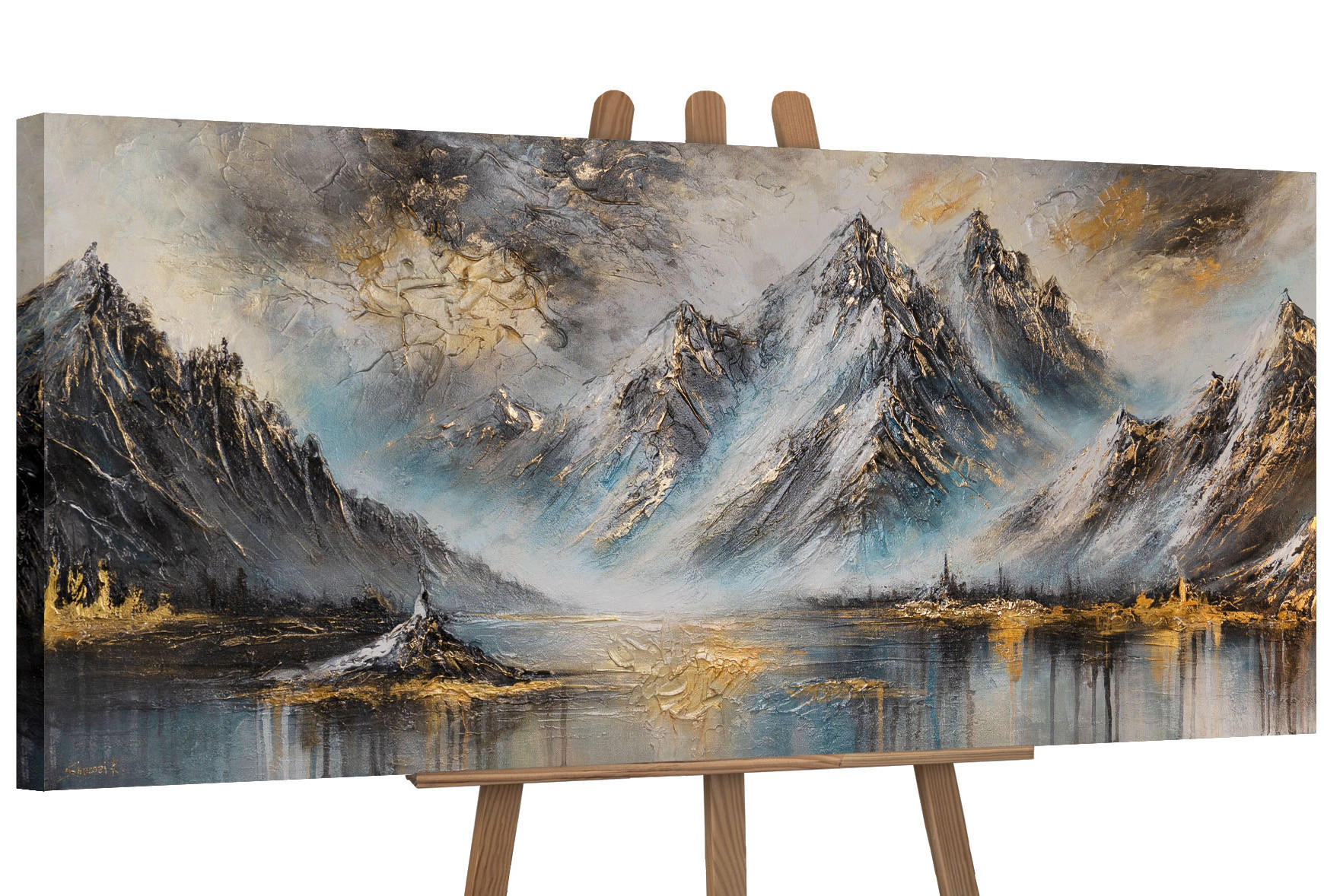 GEMÄLDE Bergglühen auf Keilrahmen 115x50 cm - Schwarz, Holz (115/50cm) - YS-art gallery