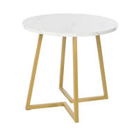 ESSTISCH, MDF mit Marmor-Muster & Metallgestell, Ø 80/75 cm, Weiß - Goldfarben, Holzwerkstoff (80/80/75cm) - Redom