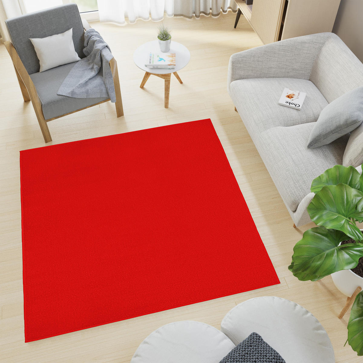 TEPPICH MONO SQUARE Rot 120/120 cm - Rot, Kunststoff (120/120cm) - Tapiso