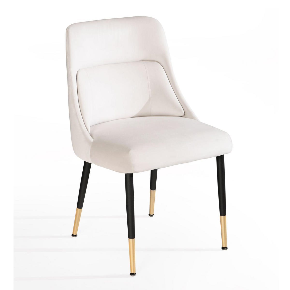 ESSZIMMERSTUHL Samtbezug mit integriertem Rückenkissen und Metallgestell Schalenform Modern gepolstert, Beige 49x56x85 cm - Beige/Schwarz, Textil/Metall (49/85/56cm) - KADIMA DESIGN