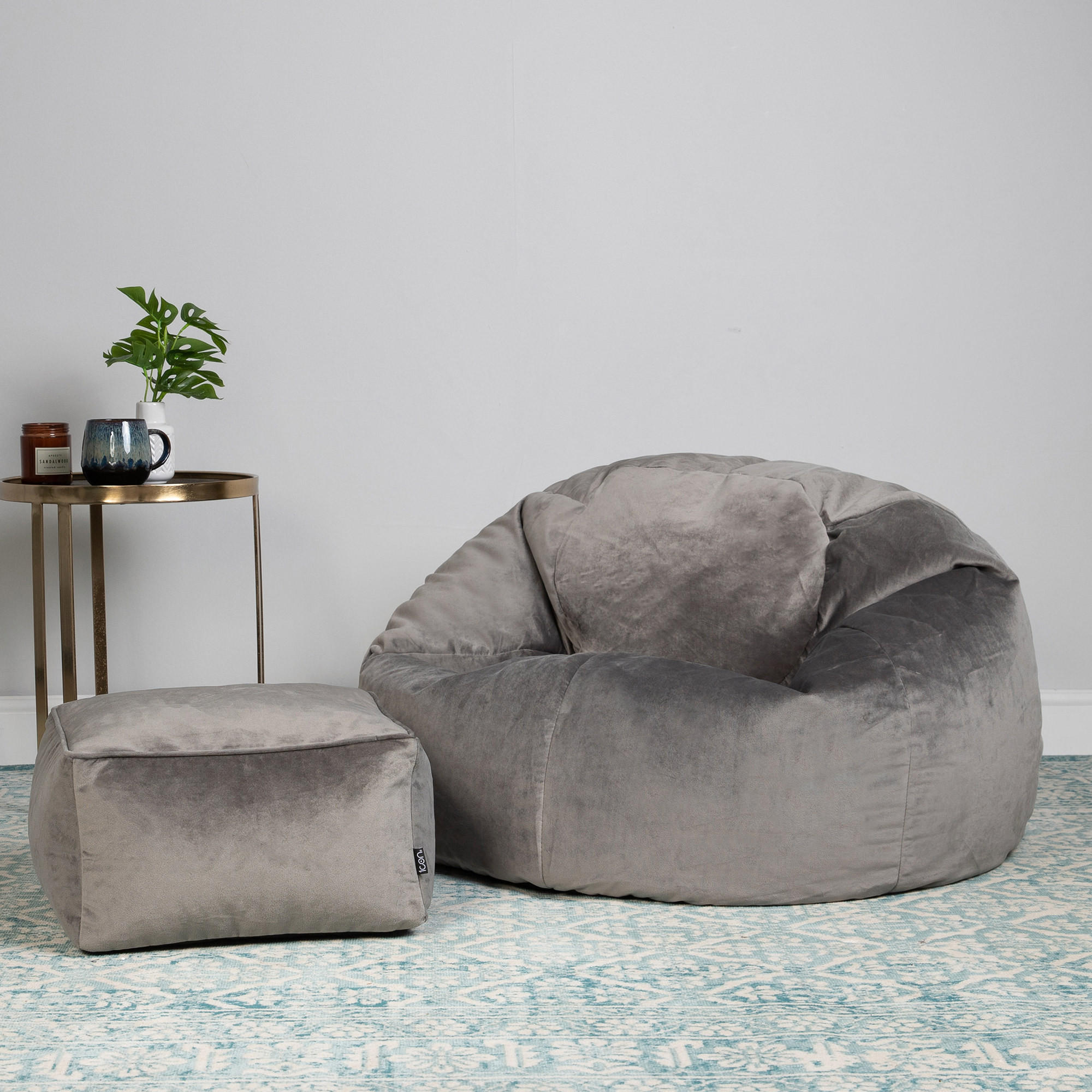 SITZSACK Kingston mit Hocker - Grau, Kunststoff/Textil (85/50/85cm) - icon