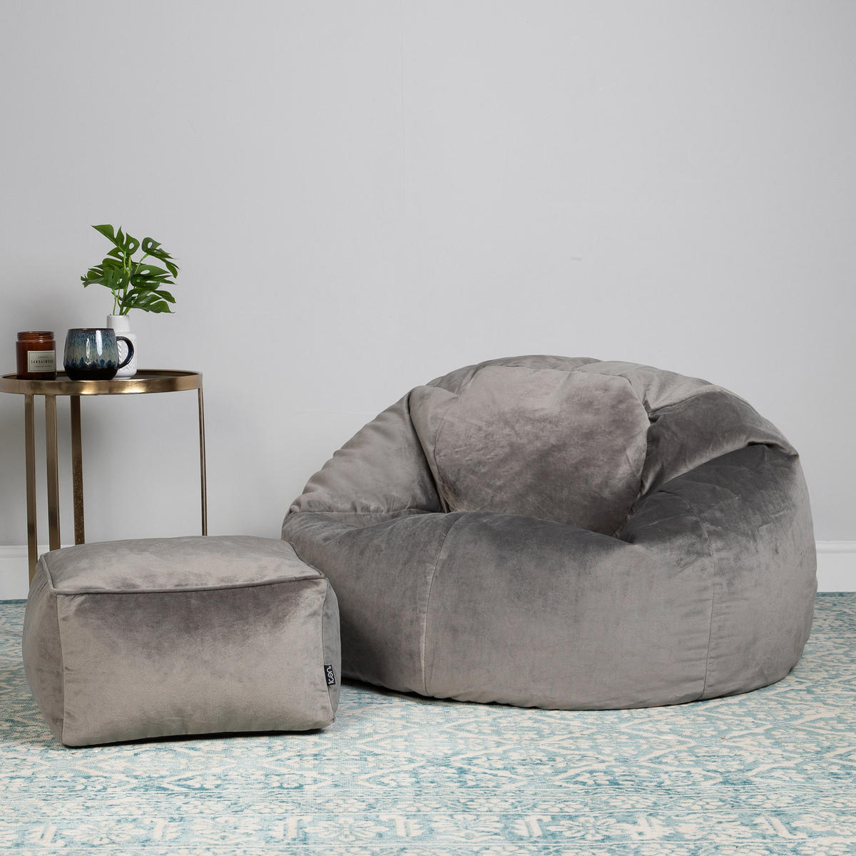 SITZSACK Kingston mit Hocker - Grau, Kunststoff/Textil (85/50/85cm) - icon