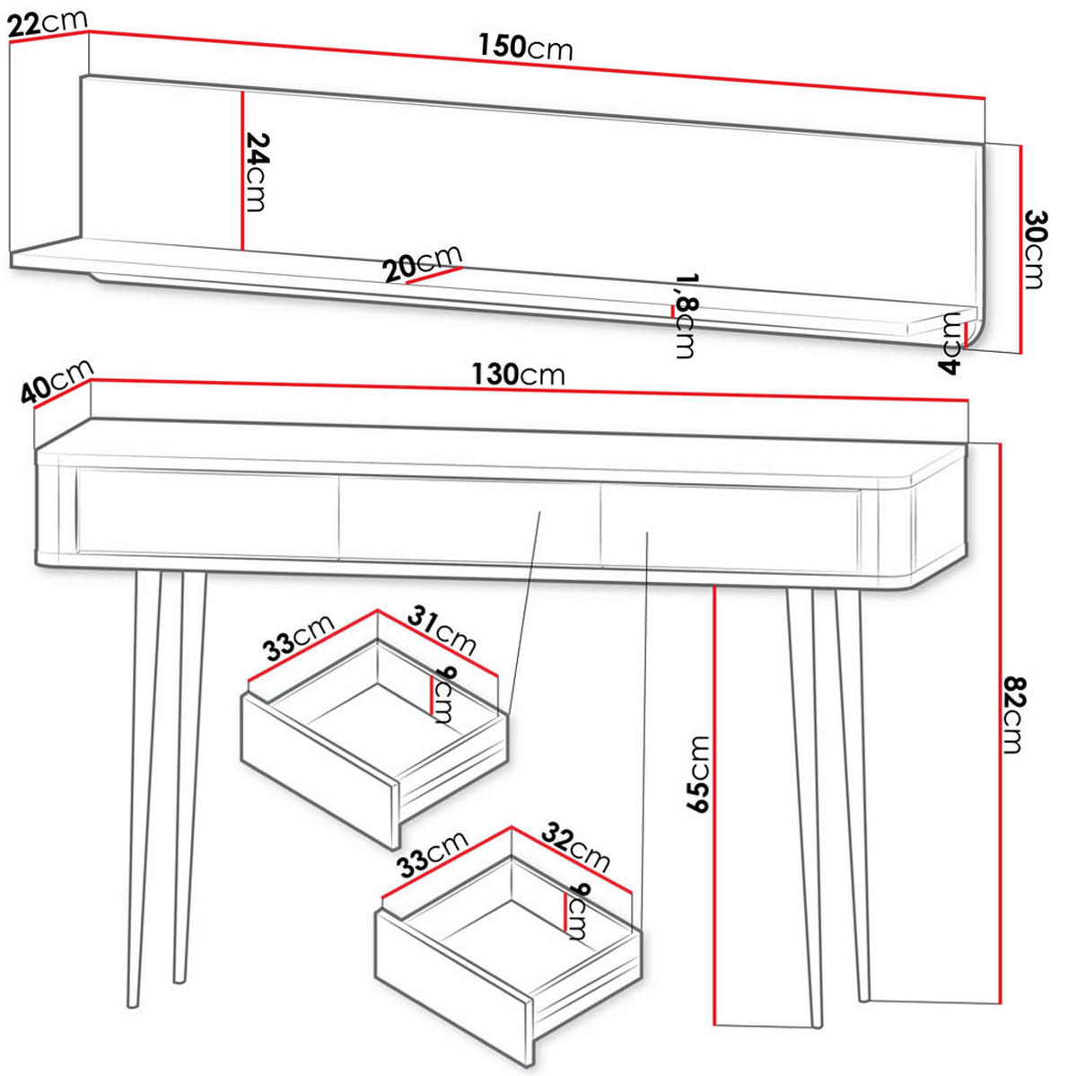 HOME-OFFICE SET Marly (2-tlg) Kaschmir / Walnuss - Beige/Braun, Holz/Holzwerkstoff (40/150/104cm) - Feldmann-Wohnen