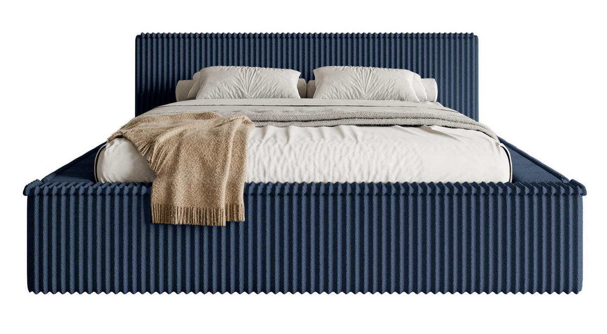 POLSTERBETT AFFOLIO Dunkelblau 160x200 cm - Schwarz/Dunkelblau, Kunststoff/Textil (160/200cm) - Selsey