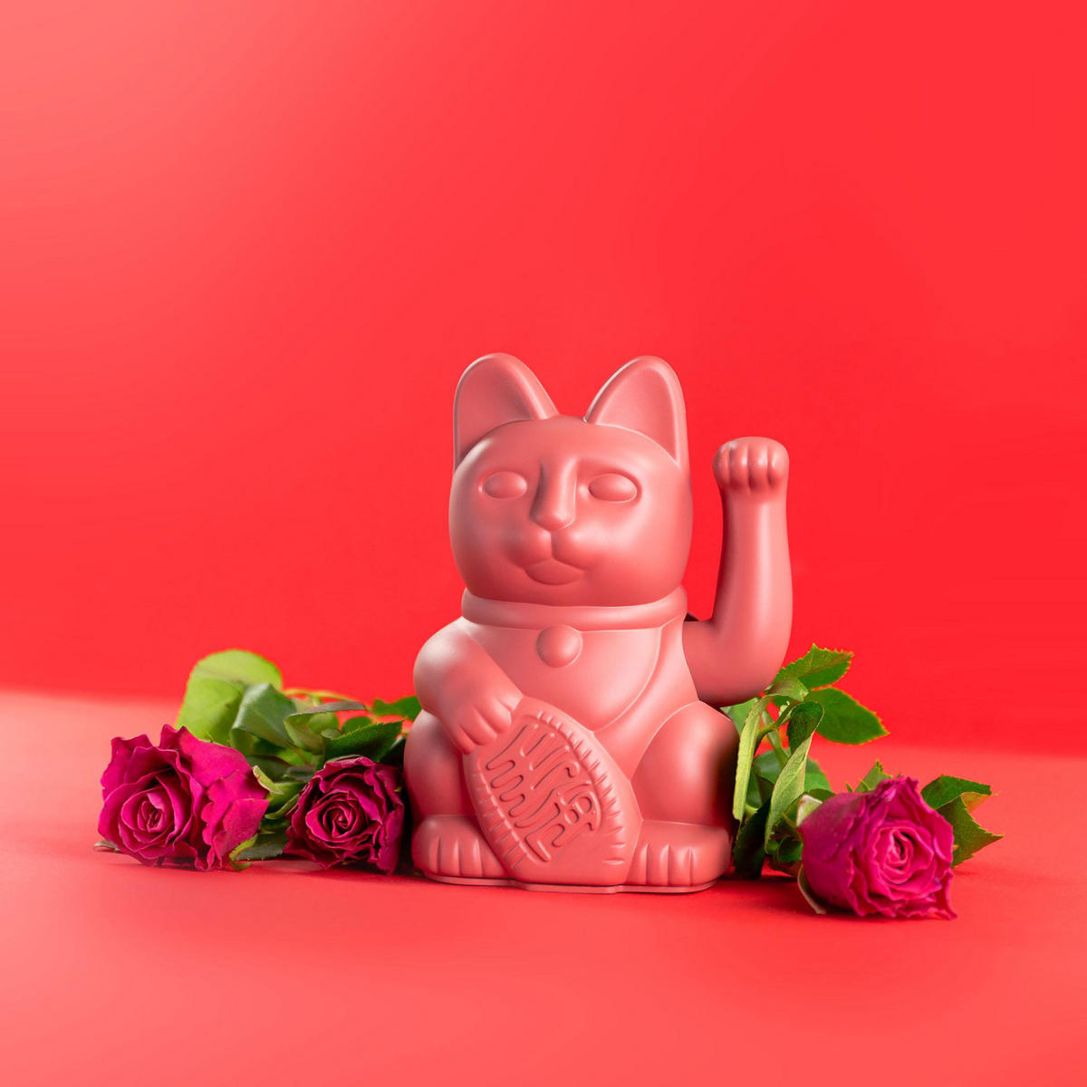 WINKEKATZE Lucky Cat Classic, Kunststoff, Berry Red, ca. 15 cm - Lila, Kunststoff (8.5/15/10.5cm) - Donkey Products