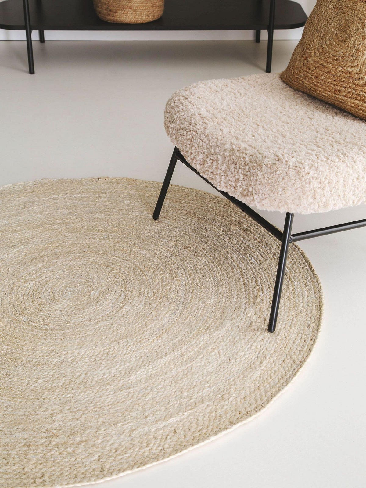 JUTOVÝ koberec Jutta Slonová kost/Zelená ø 160 cm - krémová, textil/přírodní materiály (160/1cm) - KUNSTLOFT