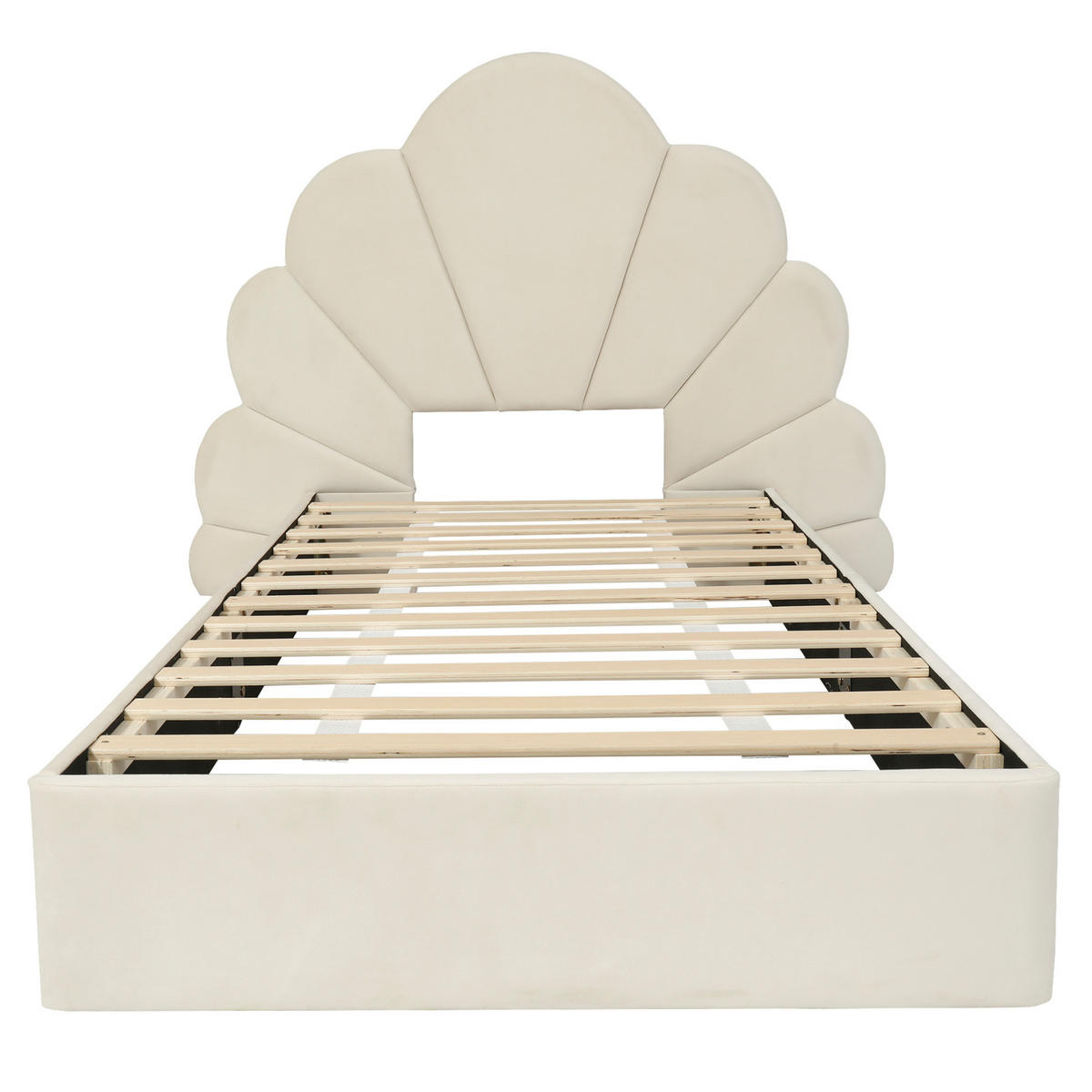POLSTERBETT 90x200 cm Samt Beige Einzelbett - Beige, Metall (90/200cm) - Meubliv