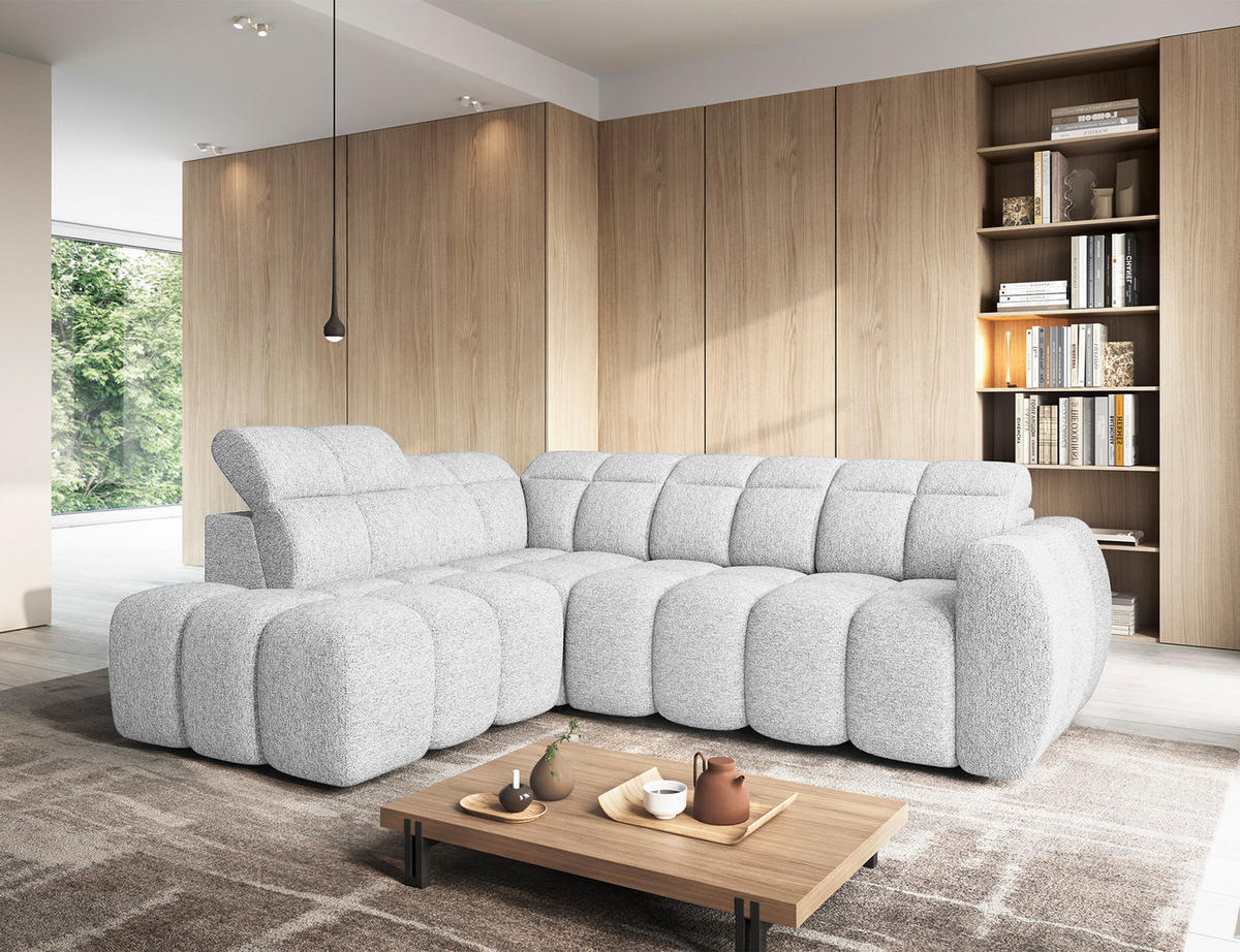 ECKSOFA Eagle L - Weiß (Coralline 01) - Weiß, Holzwerkstoff (258/208cm) - Möblo