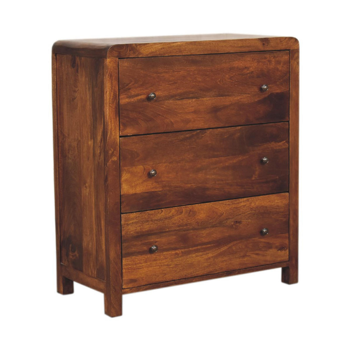KOMMODE Aspen, 3 Schubladen, Dunkelbraun - Dunkelbraun/Messingfarben, Holz/Metall (70/80/35cm) - Artisan Furniture