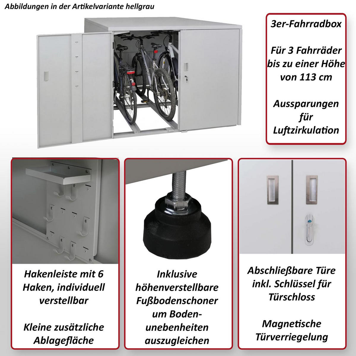 FAHRRADGARAGE rechteckig Anthrazit - Anthrazit, Metall (148/124/208cm) - MCW