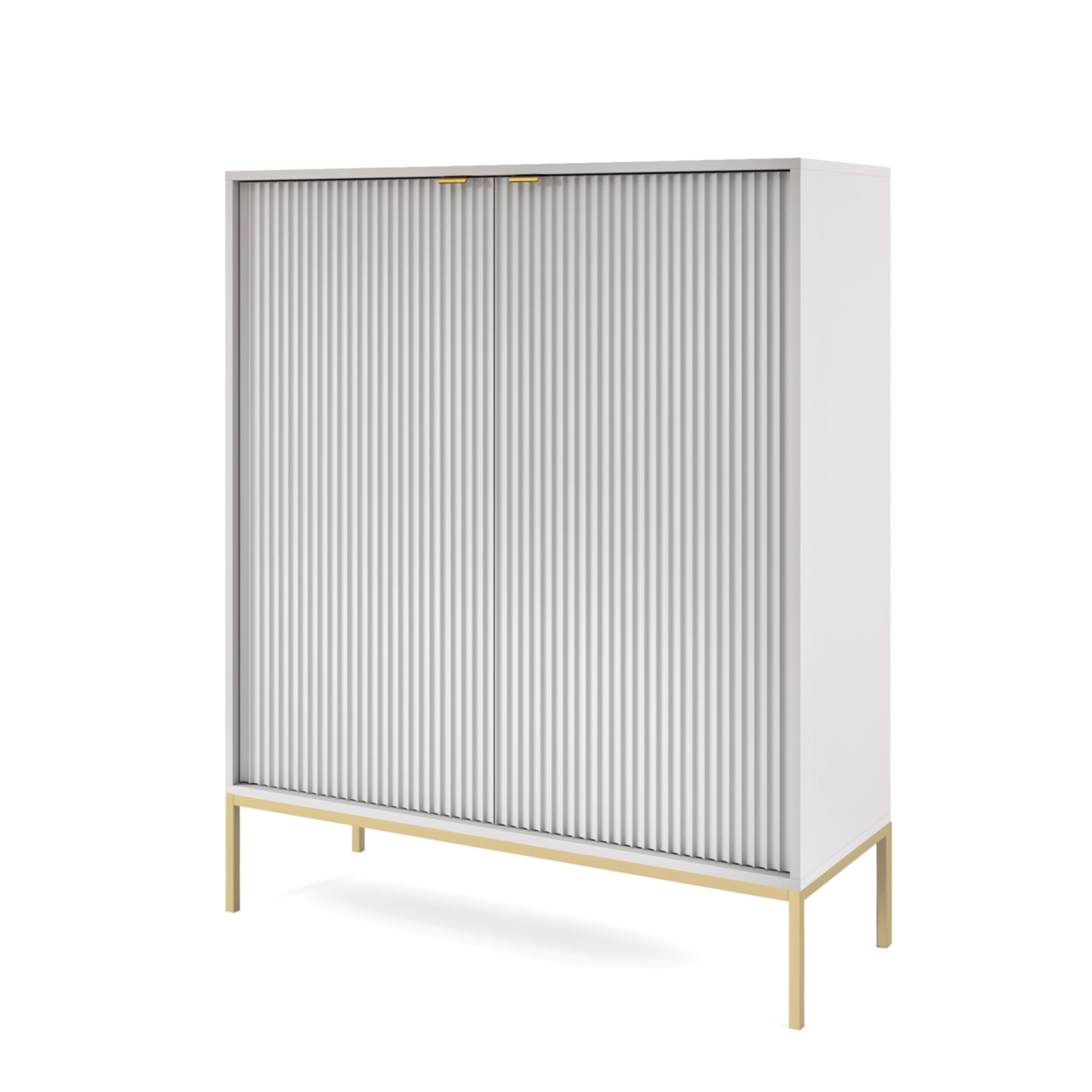 HIGHBOARD STELLARE 104/125/39 cm mit 2 Türen Grau - Goldfarben/Grau, Holzwerkstoff (104/125/39cm) - MASSENO
