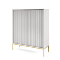 HIGHBOARD STELLARE 104/125/39 cm mit 2 Türen Grau - Goldfarben/Grau, Holzwerkstoff (104/125/39cm) - MASSENO