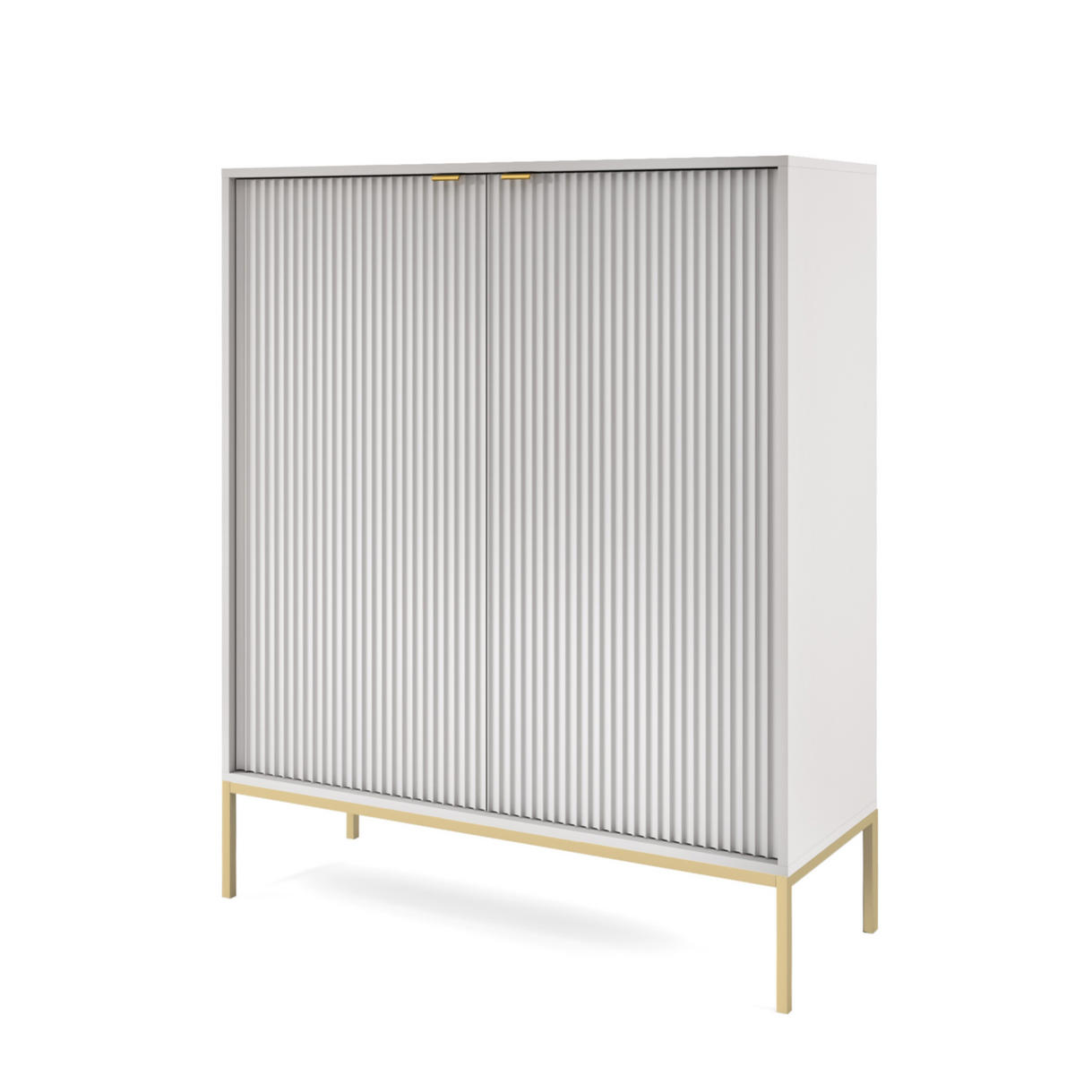HIGHBOARD STELLARE 104/125/39 cm mit 2 Türen Grau - Goldfarben/Grau, Holzwerkstoff (104/125/39cm) - MASSENO