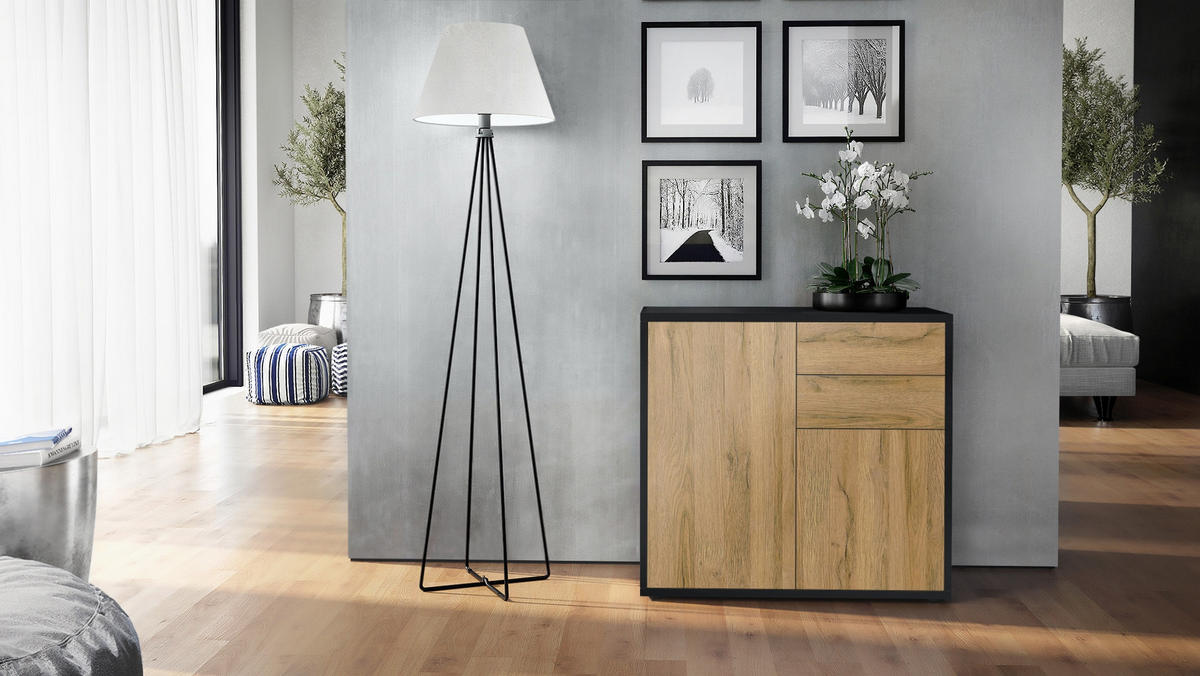 KOMMODE Ben Front in Eiche Natur - Eichefarben, Holzwerkstoff (79/74/36cm) - Vladon