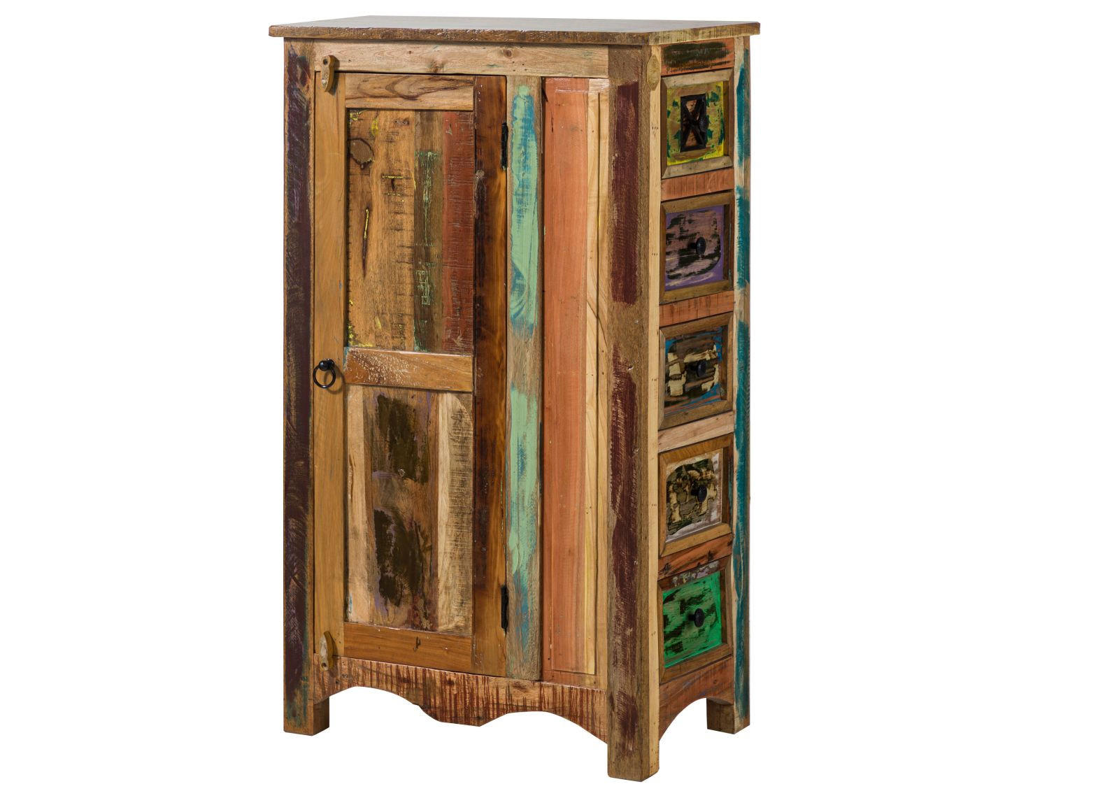KOMMODE Altholz 70x40x120 mehrfarbig lackiert NATURE OF SPIRIT #58 - Multicolor, Holzwerkstoff (70/120/40cm) - Massivmoebel24