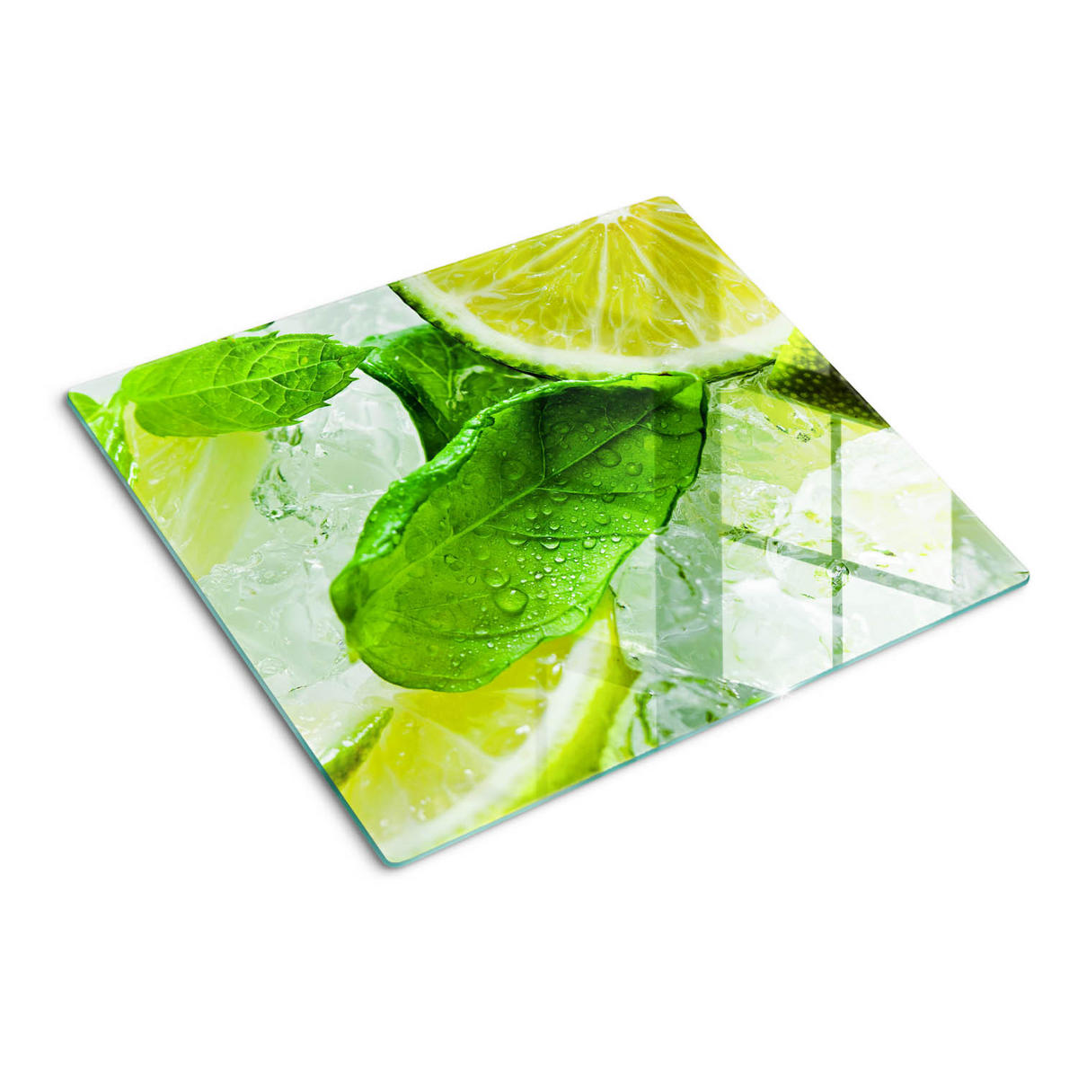 GLASPLATTE 60x52 cm Limette mit Eis - Grün, Glas (60/0.4/52cm) - TULUP