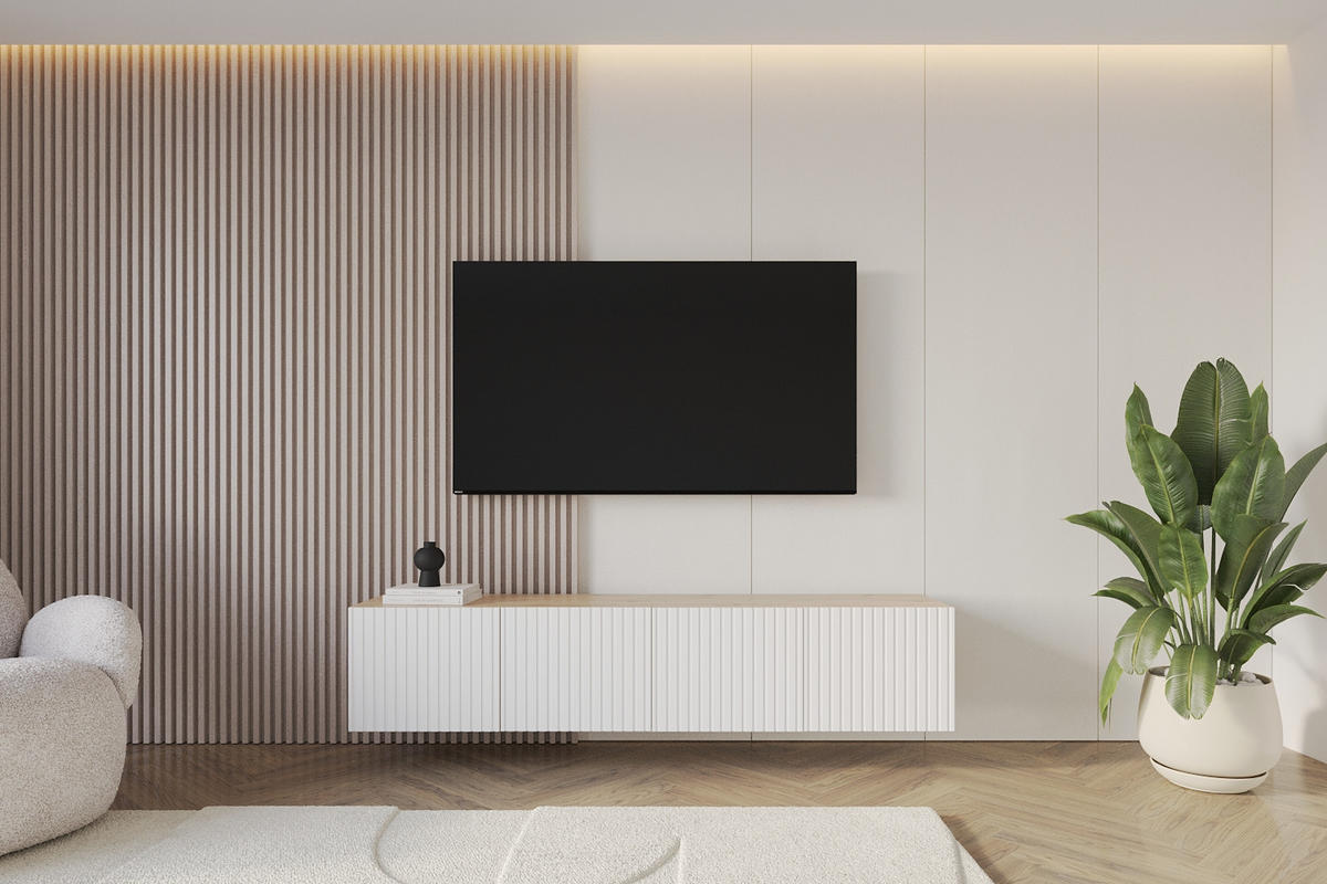 LOWBOARD KITO-W 2x100x40x41 cm - Artisan / Weiß - Weiß, Holzwerkstoff (200/40/41cm) - ALTDECOR