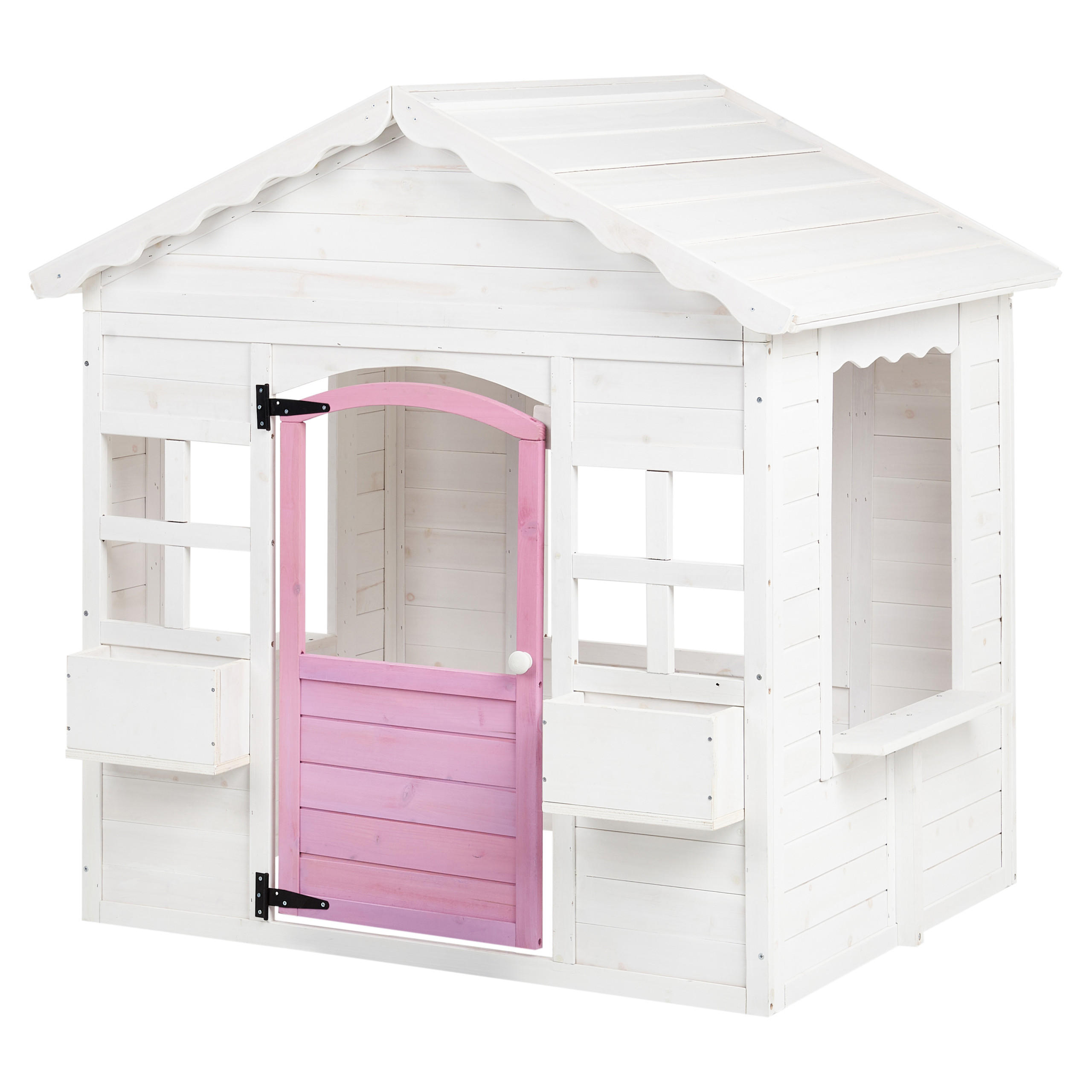 GARTENSPIELHAUS Weiß Nikaia - Pink/Weiß, Holz (130/124/110cm) - Beliani