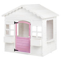 GARTENSPIELHAUS Weiß Nikaia - Pink/Weiß, Holz (130/124/110cm) - Beliani