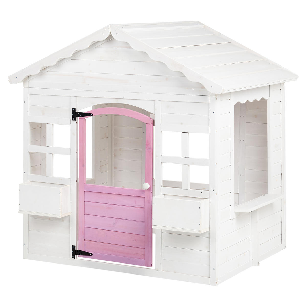 GARTENSPIELHAUS Weiß Nikaia - Pink/Weiß, Holz (130/124/110cm) - Beliani
