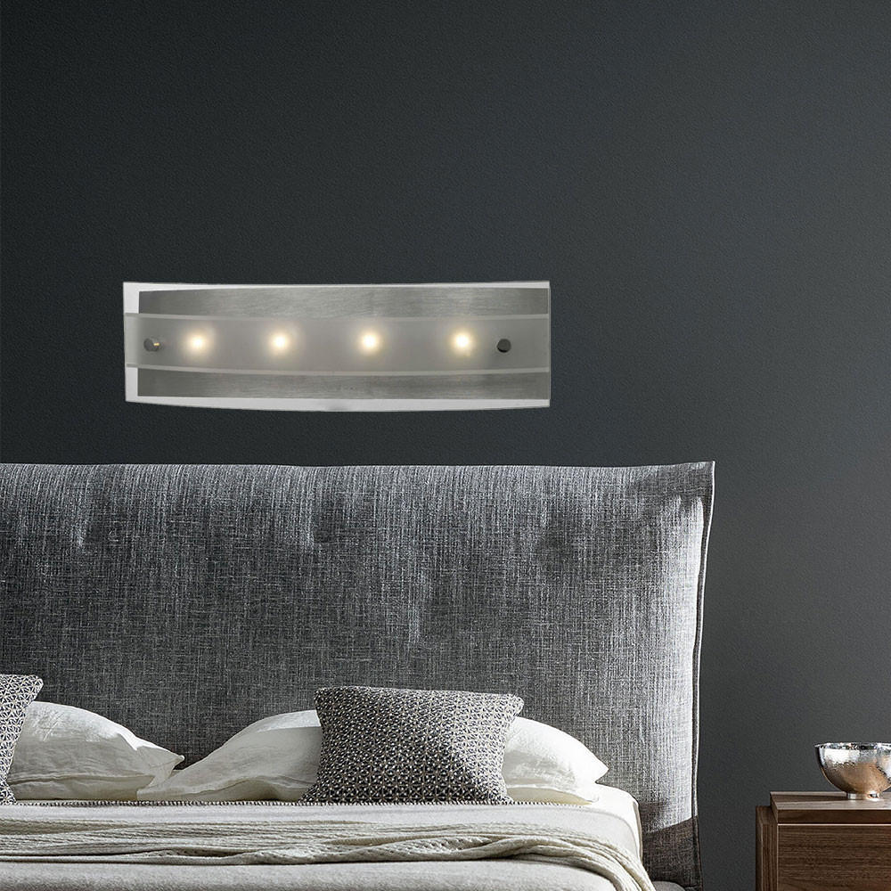 LED WANDLEUCHTE Polaris Aluminium Silber - Silberfarben, Glas (9/6.5/32cm) - Esto