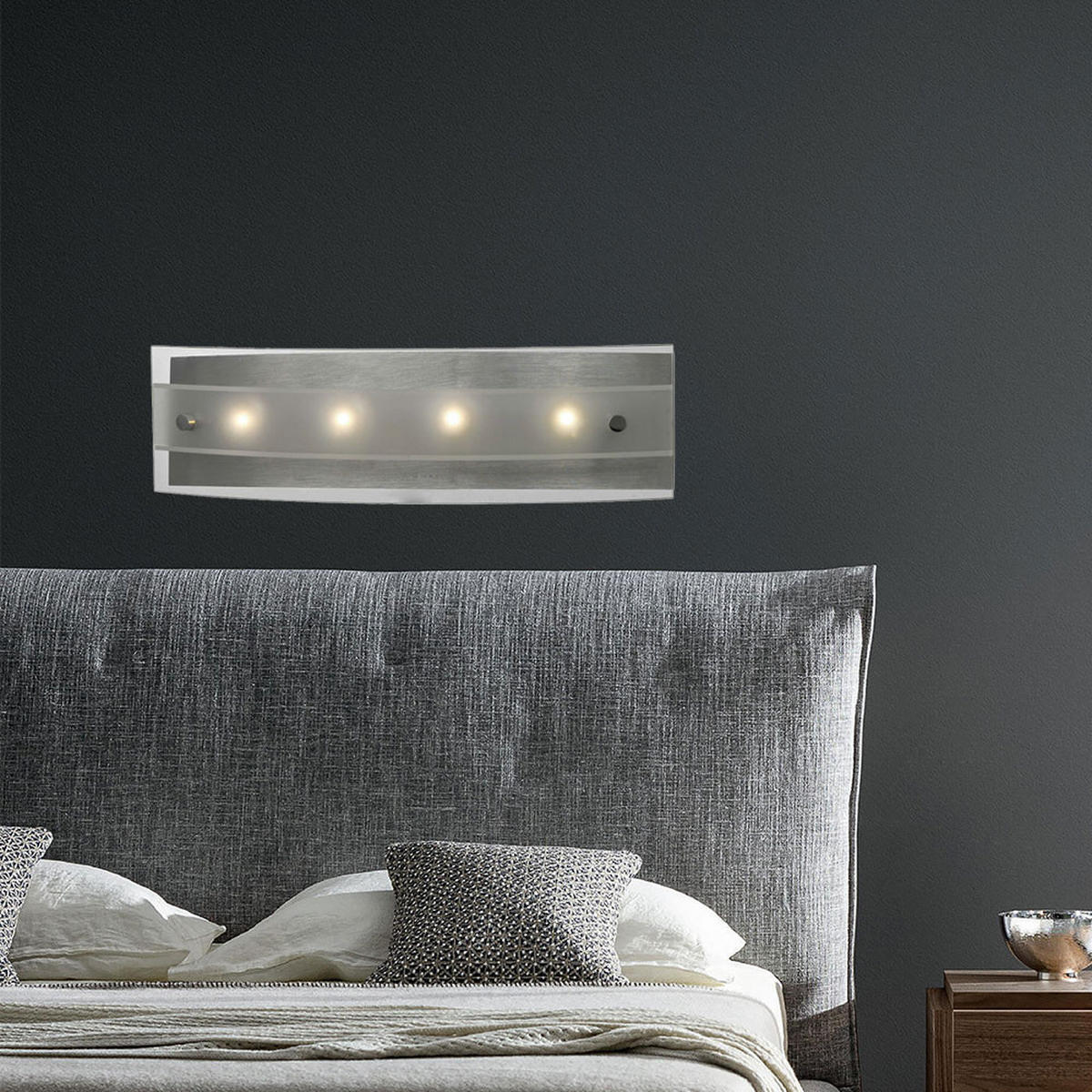 LED WANDLEUCHTE Polaris Aluminium Silber - Silberfarben, Glas (9/6.5/32cm) - Esto