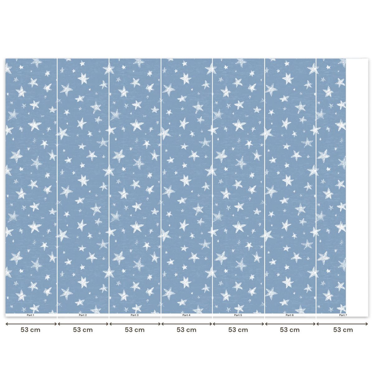 KINDERTAPETE - Sterne - Muster - Blau - 350x260 cm - Hellblau, Papier (350/260cm) - OnlyWow