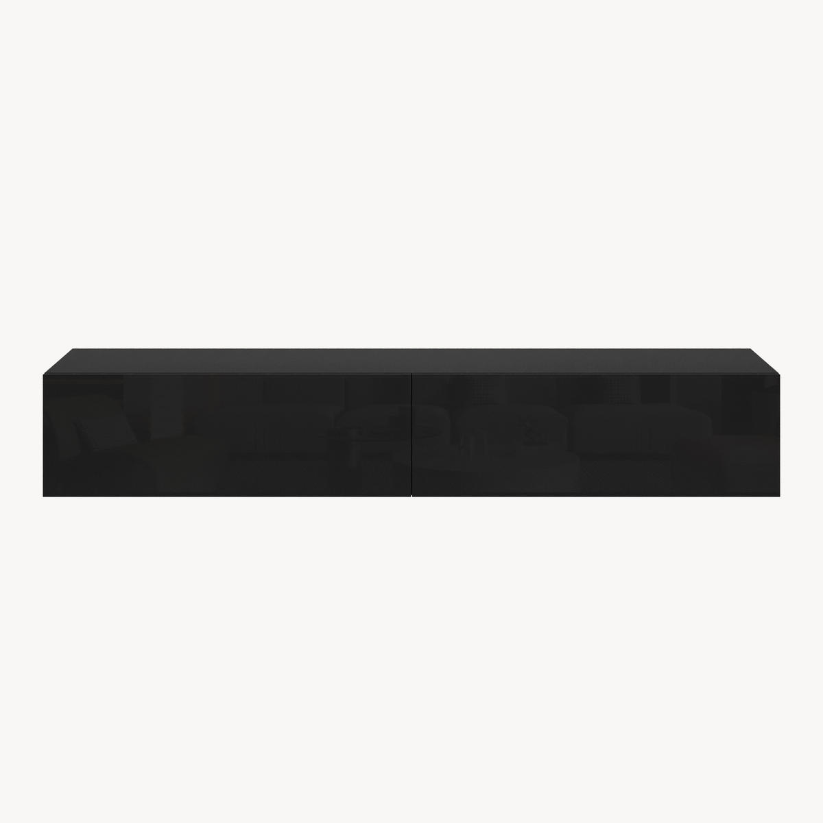 HÄNGELOWBOARD Evaton - Schwarz Hochglanz, Holzwerkstoff (180/30/31.5cm) - [en.casa]