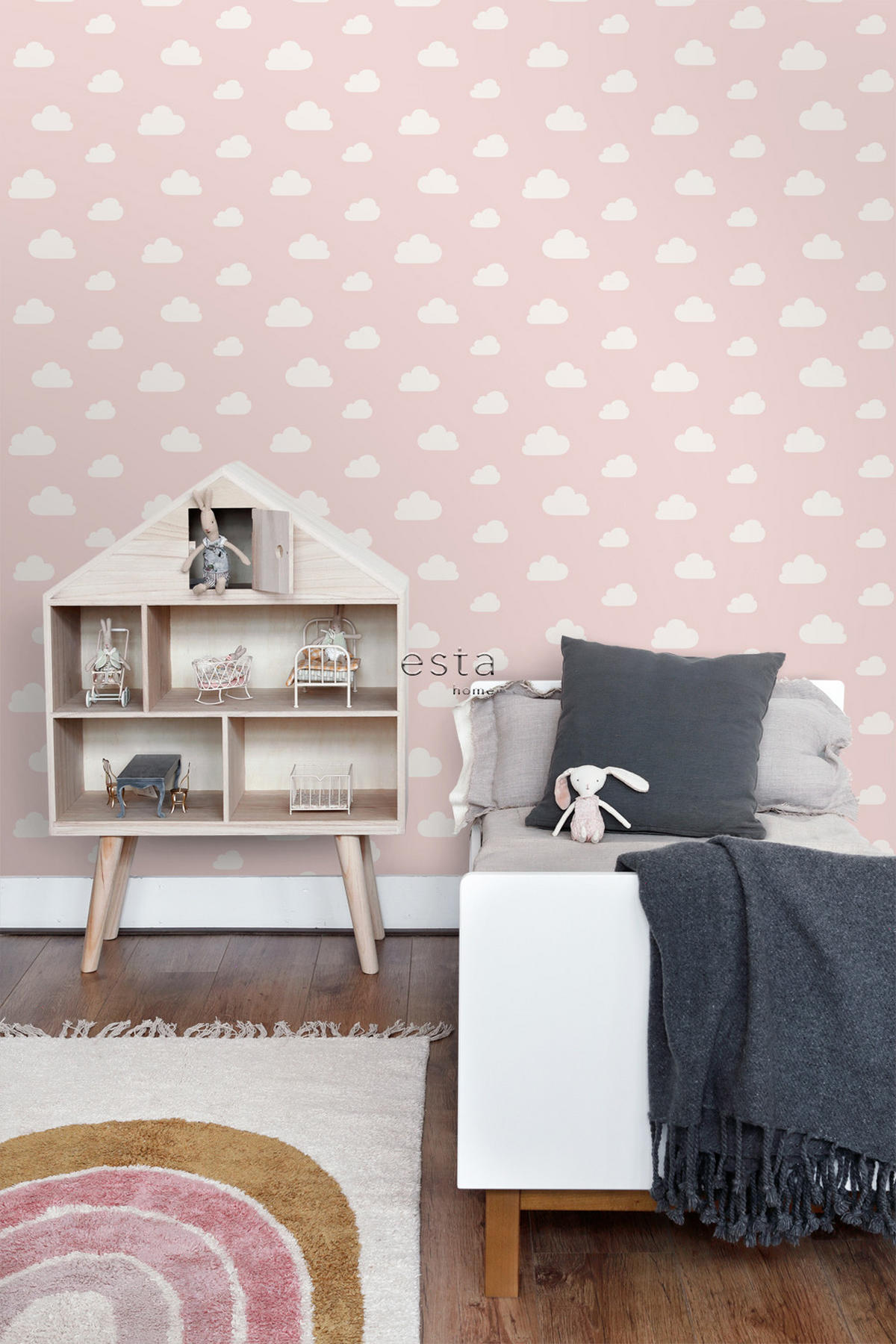 TAPETE kleine Wolken 53 cm x 10.05 m - Pink, Papier (53/0.1cm) - ESTAhome