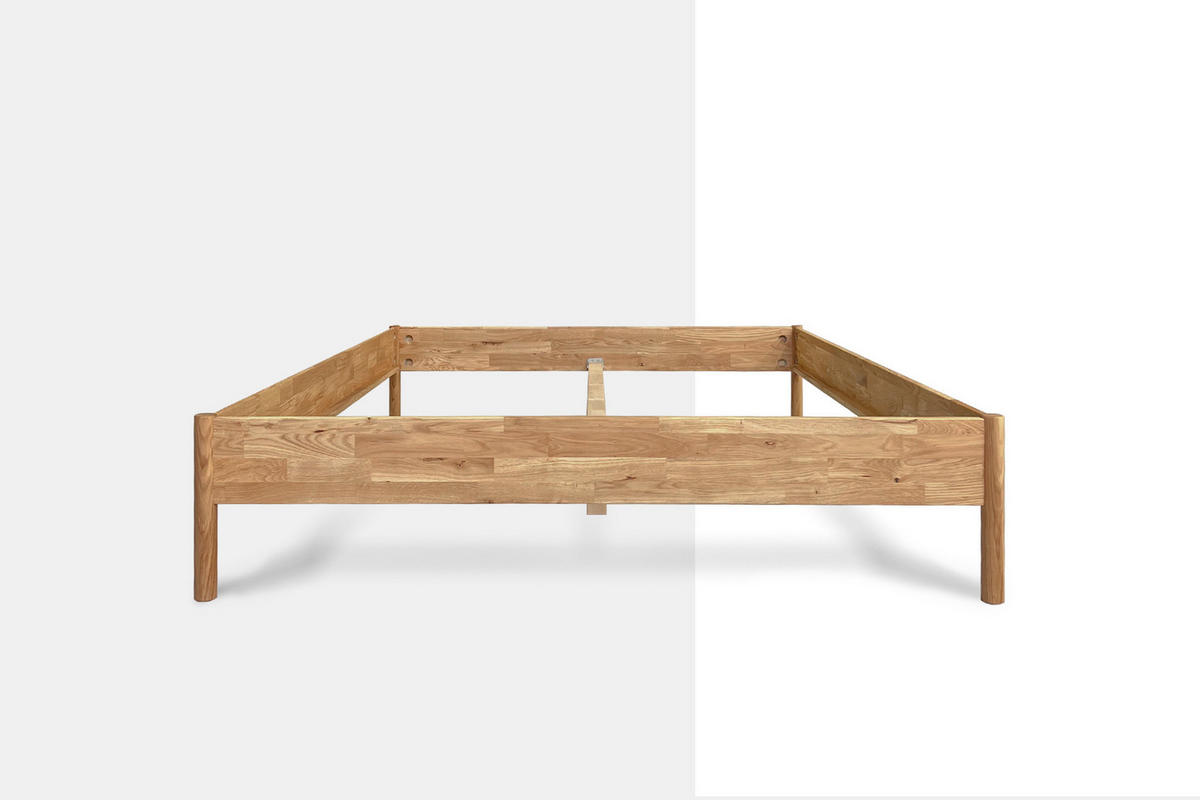 MASSIVHOLZBETT AGNES 140x200 OHNE HOLZKOPFTEIL Wildeiche - Wildeiche, Holz (140/200cm) - byoak