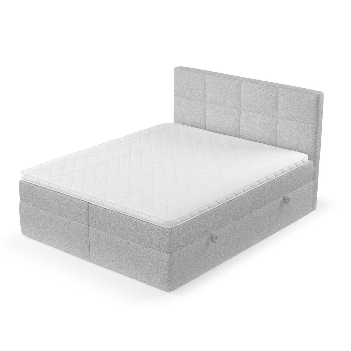 BOXBETT Oris 140/200 cm Hellgrau im Riva Stoff - Hellgrau/Schwarz, Holz/Holzwerkstoff (140/200cm) - AltaBeds