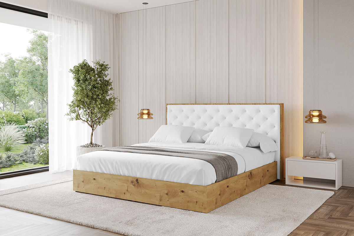 POLSTERBETT mit Bettkasten und Lattenrost, Boxbett ohne Matratze - ENZO3 180x200 Weiß Kunstleder - Weiß Hochglanz, Holzwerkstoff/Textil (180/200cm) - ALTDECOR