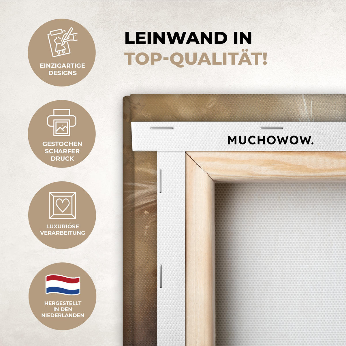 LEINWANDBILD Blumen - Vase - Stilleben - Beige Deko Schlafzimmer 30x20 cm - Creme, Textil (30/20cm) - MuchoWow