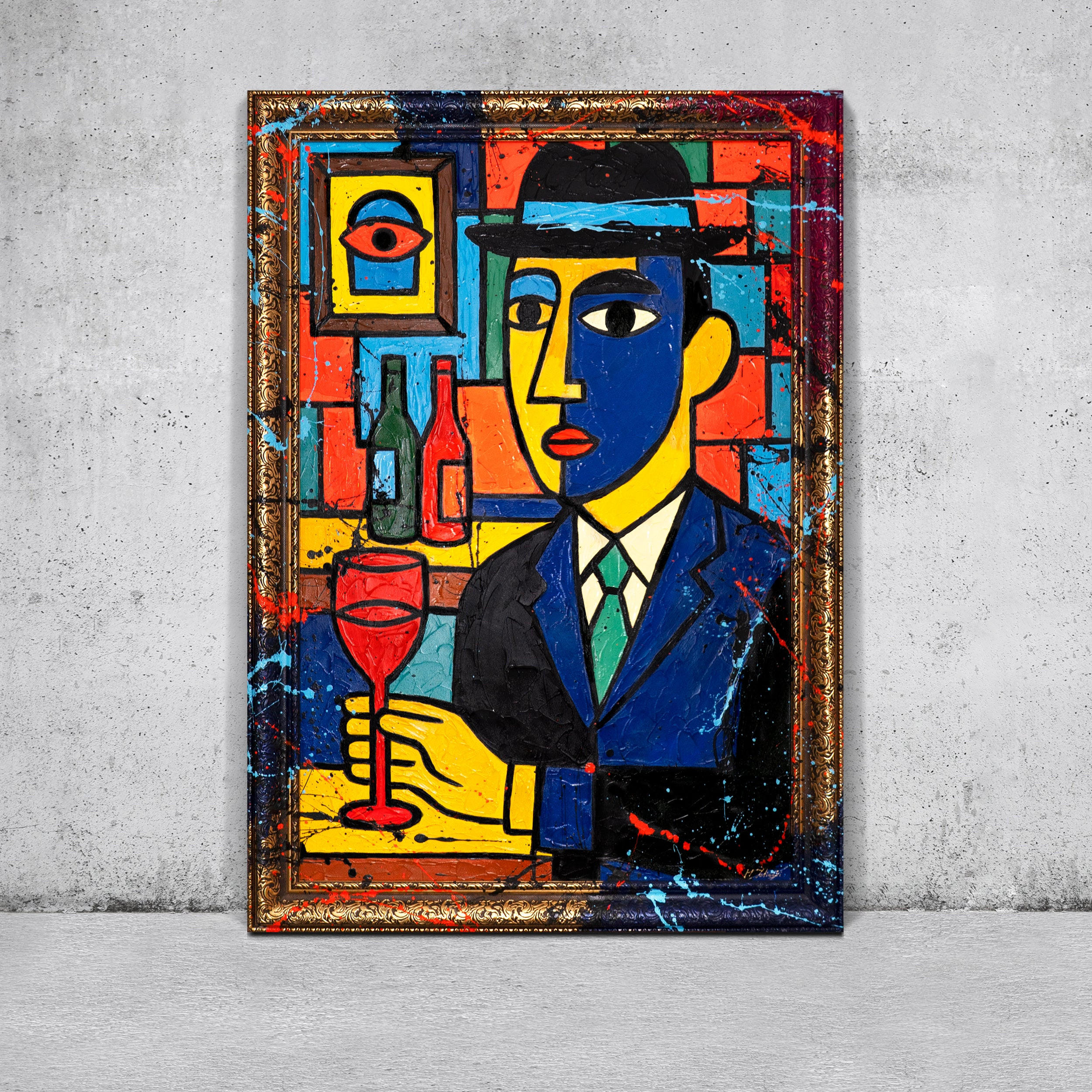 GEMÄLDE Bar Schattenfugenrahmen Gold 140x100 cm - Goldfarben, Holz (140/100cm) - YS-art gallery