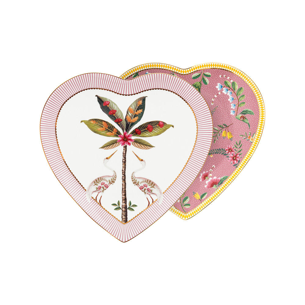 TELLER 2er-Set Heart shape la majorelle rosa 21.5 cm - Rosa, Keramik (24cm) - Pip Studio