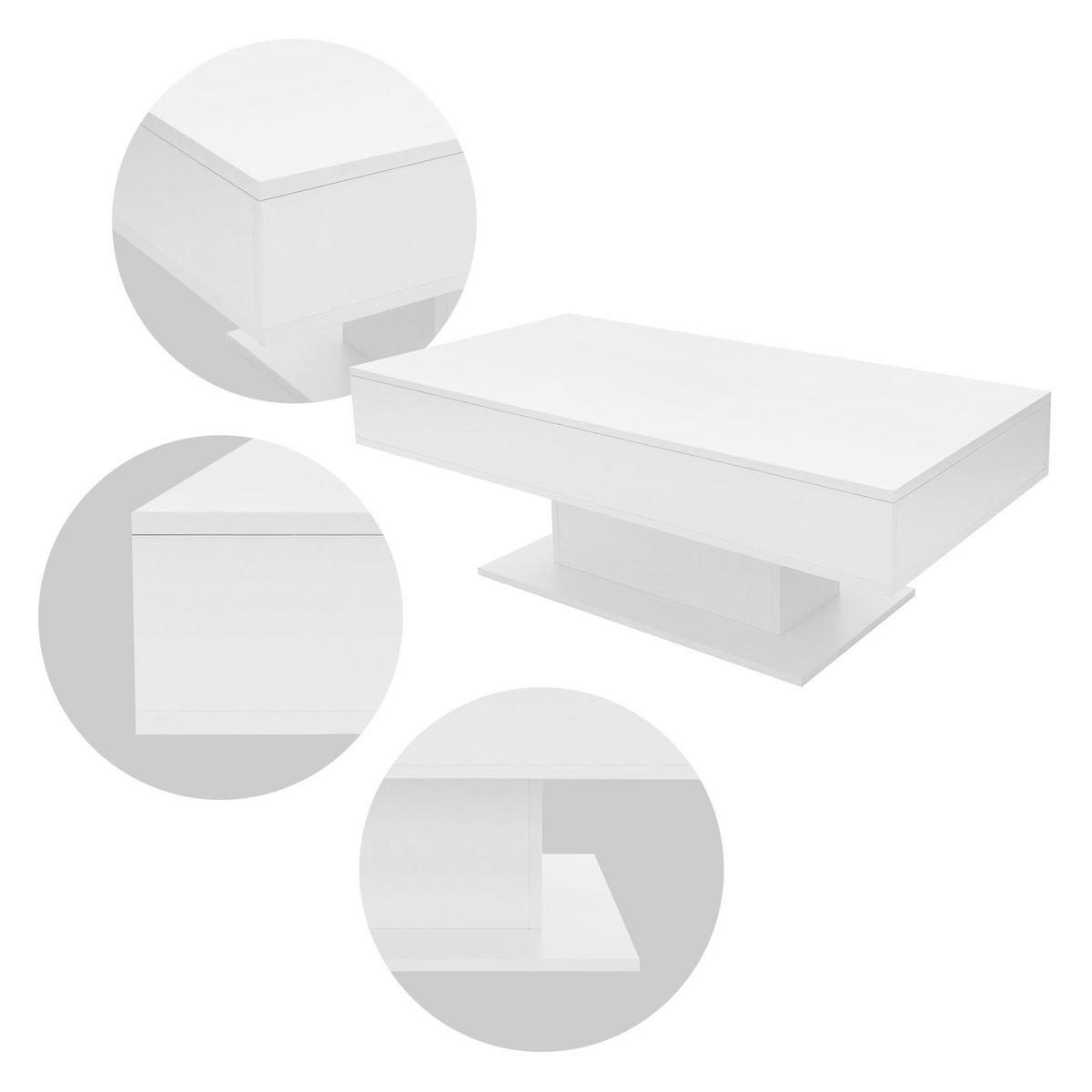 COUCHTISCH rechteckig Weiß 110/60/40 cm - Weiß, Holzwerkstoff (60/40/110cm) - ML-DESIGN