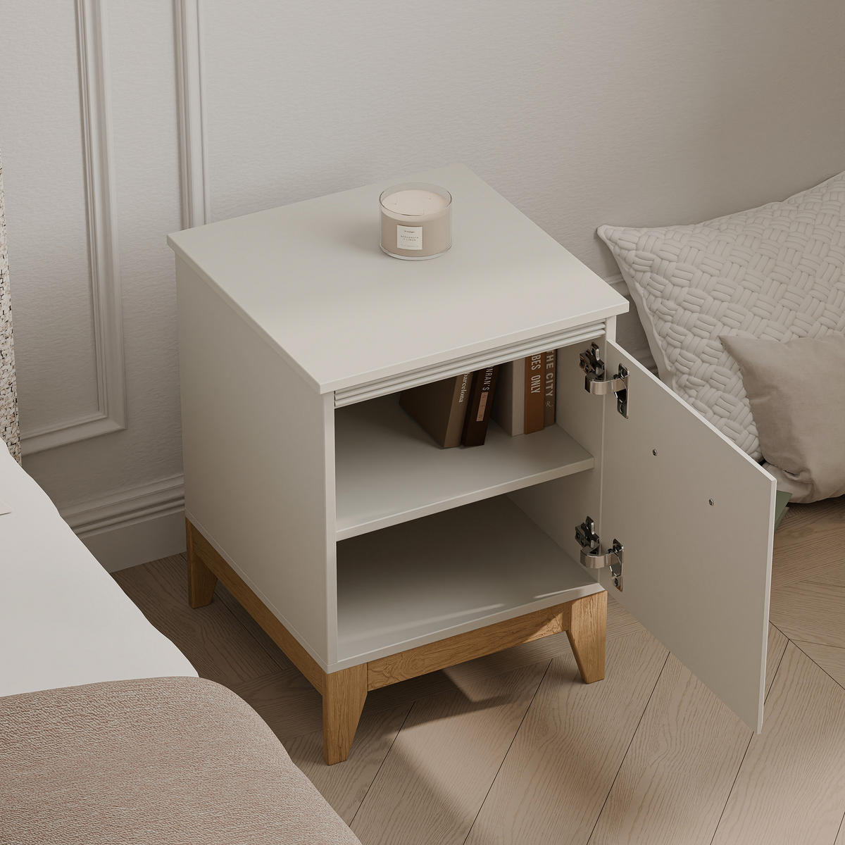 NACHTSCHRANK DIUNA 45/41/62 cm, Kaschmir - Kaschmir, Holzwerkstoff/Metall (45/62/40.5cm) - Idohome