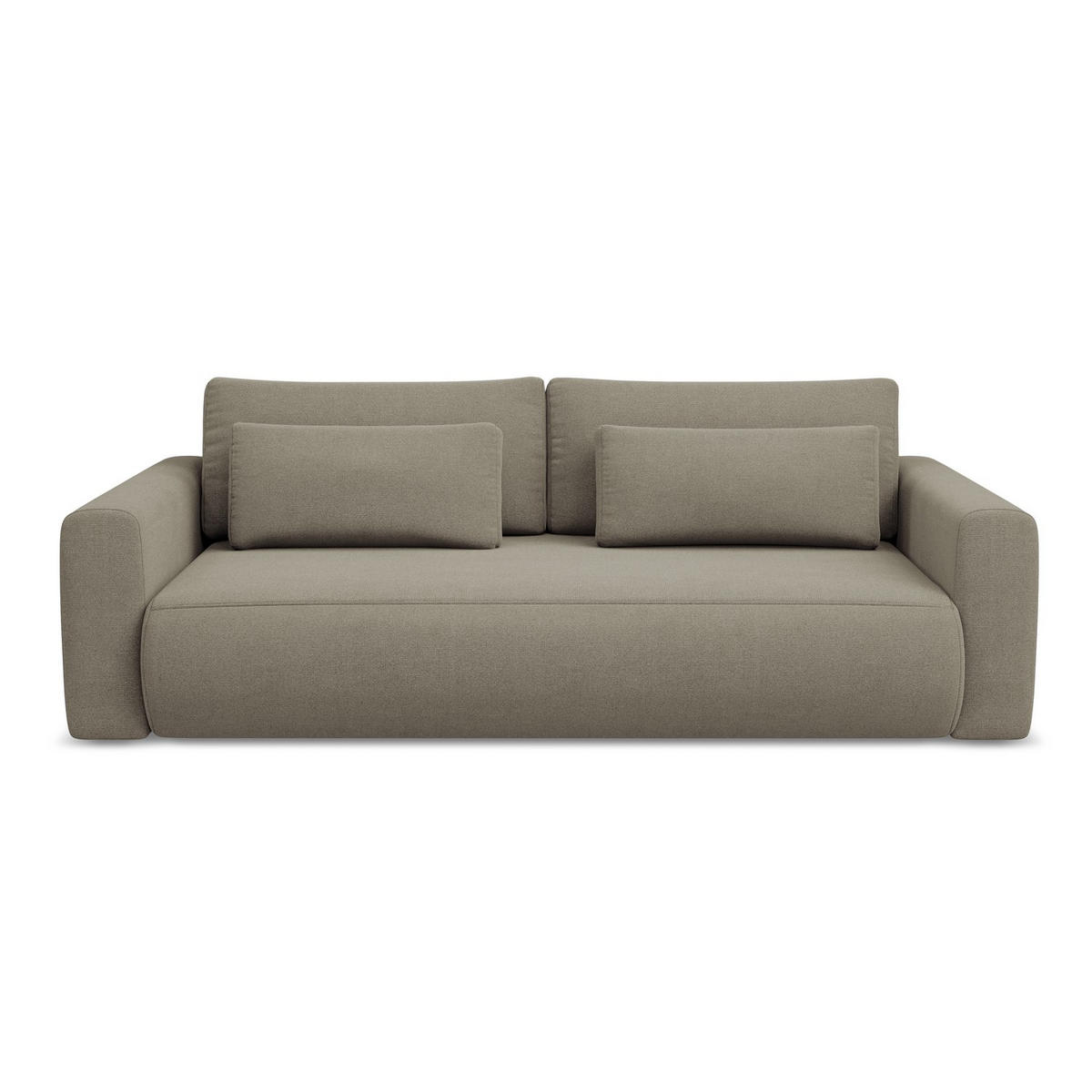 3-SITZER SOFA mit Schlaffunktion Strukturstoff Stoff Beige - Beige/Schwarz, Kunststoff/Textil (238/82/105cm) - LaMiaSofa