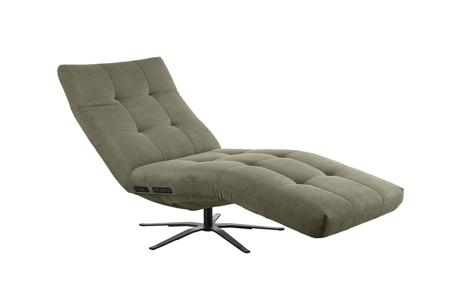 RELAXLIEGE LETICIA Grün Cord - Schwarz/Olivgrün, Textil/Metall (82/115/156cm) - KAWOLA