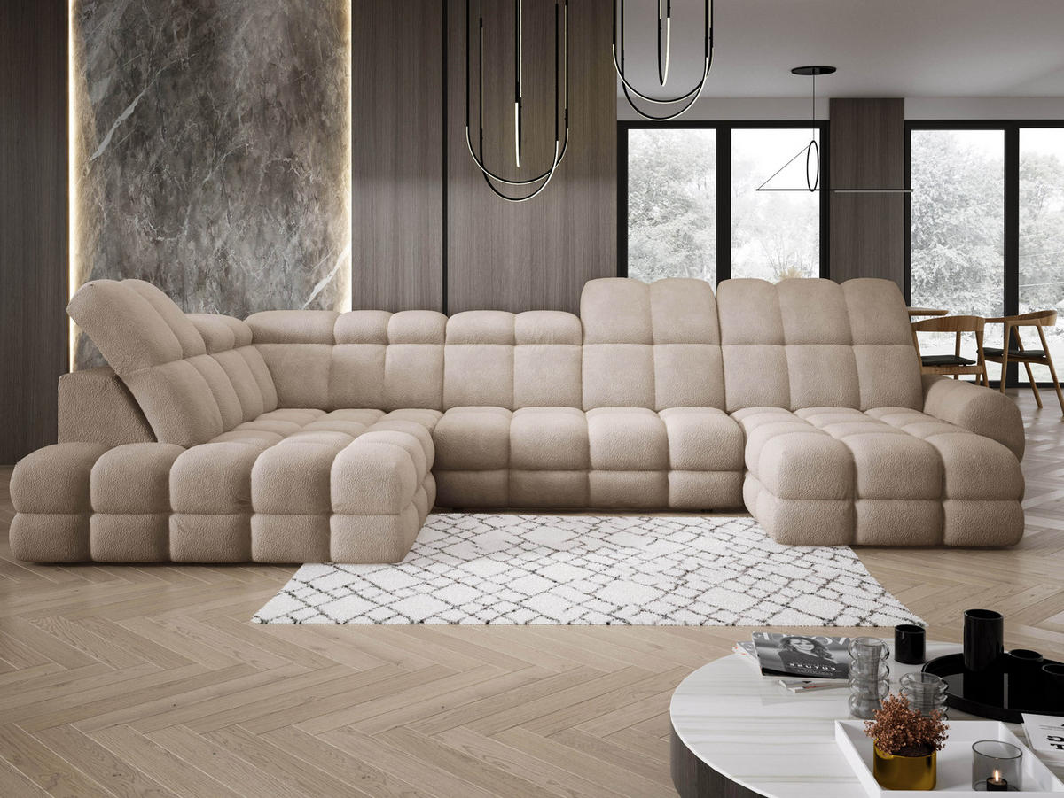 ECKSOFA TOLLO Anthology-stoff U-form 400x217x105 cm beige - Beige, Holz/Textil (400/217cm) - DomoHome