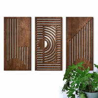 WANDDEKO Holz 3D Gitter Abstrakt 3er Set，40*20 - Akaziefarben, Holzwerkstoff (40/1cm) - Weltevree
