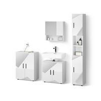 BADMÖBEL-SET Ronco Weiß Hochglanz mit Einsätzen 4 Teile, mit Hochschrank und Kommode - Weiß Hochglanz, Holzwerkstoff (60/60/59cm) - Livinity®