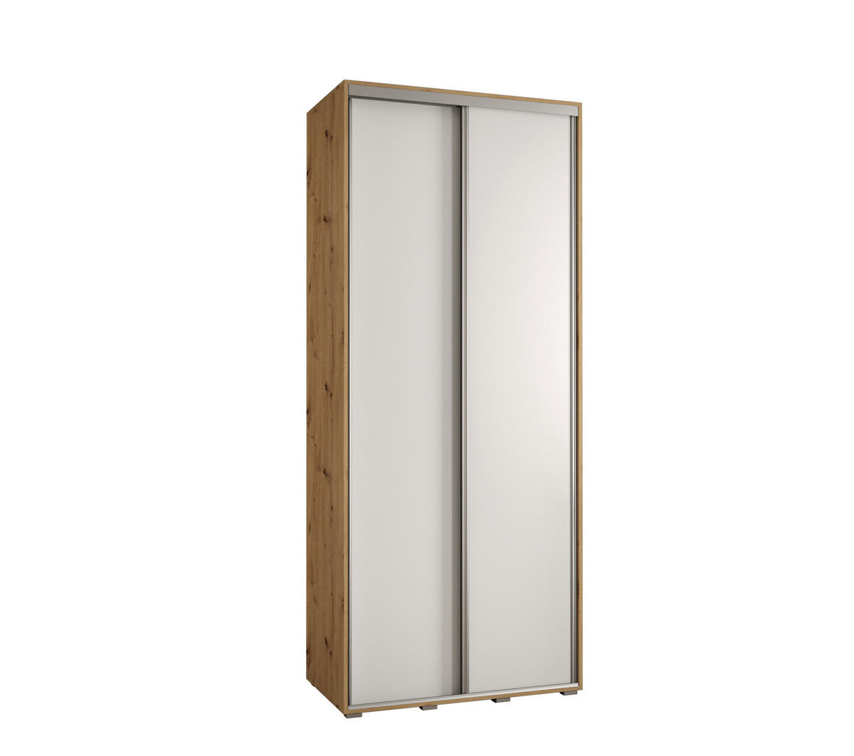 SCHWEBETÜRENSCHRANK 235,2/110/60 2-türig - Silberfarben/Weiß, Holz/Metall (110/235/60cm) - Abiks Möbel