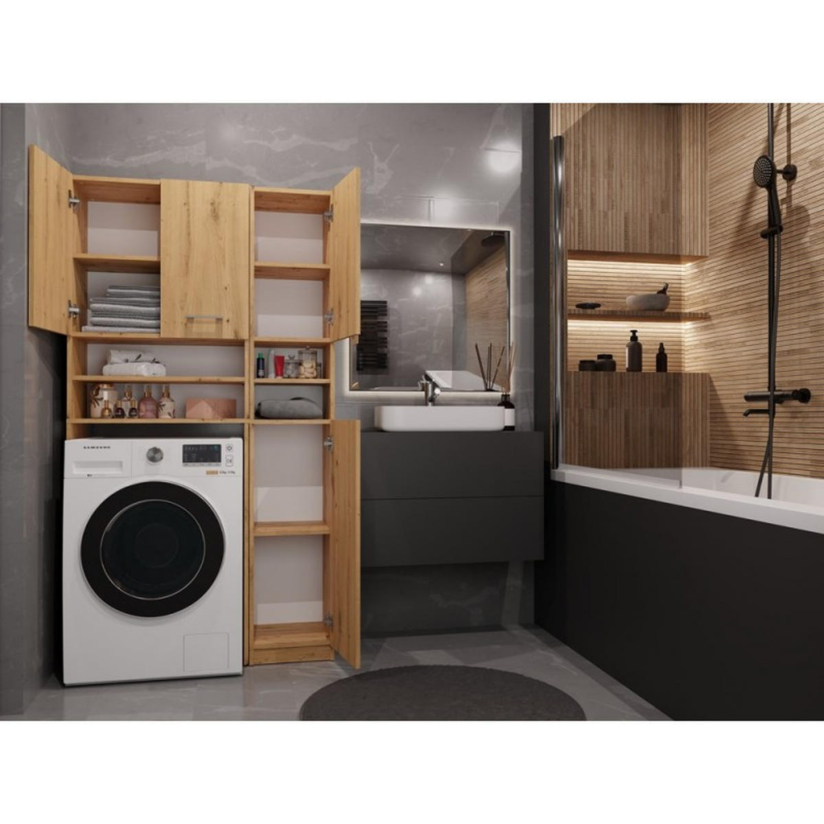 SKRÍŇ NA PRÁČKU Sada kúpeľňových skríň Artisan 96/180/30 - dub artisan, kompozitné drevo (96/180/30cm) - RAUMHIRSCH FURNITURE