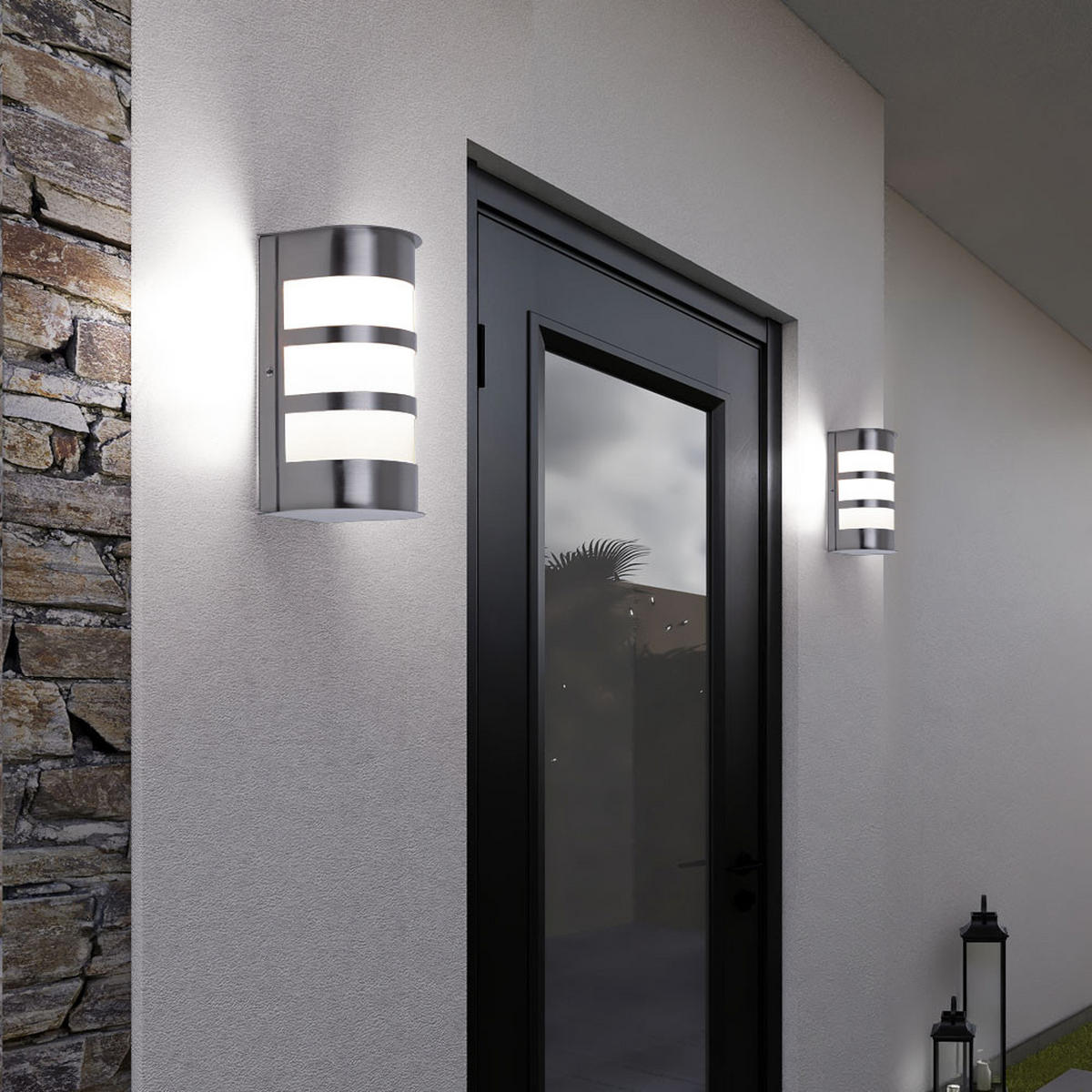 LED AUSSEN-WANDLEUCHTE Edelstahl Silber - Silberfarben, Kunststoff/Metall (13/23/12cm)