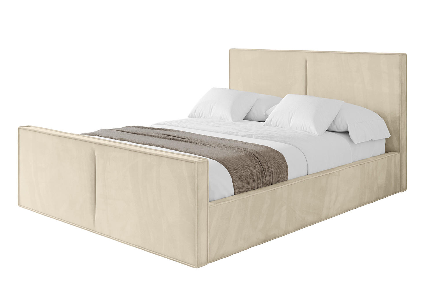 POLSTERBETT mit Bettkasten, Fußteil und Lattenrost, Boxbett mit Matratze H3/H4 - EMMI-Z 120x200 Beige - Ecru, Holzwerkstoff/Textil (120/200cm) - ALTDECOR